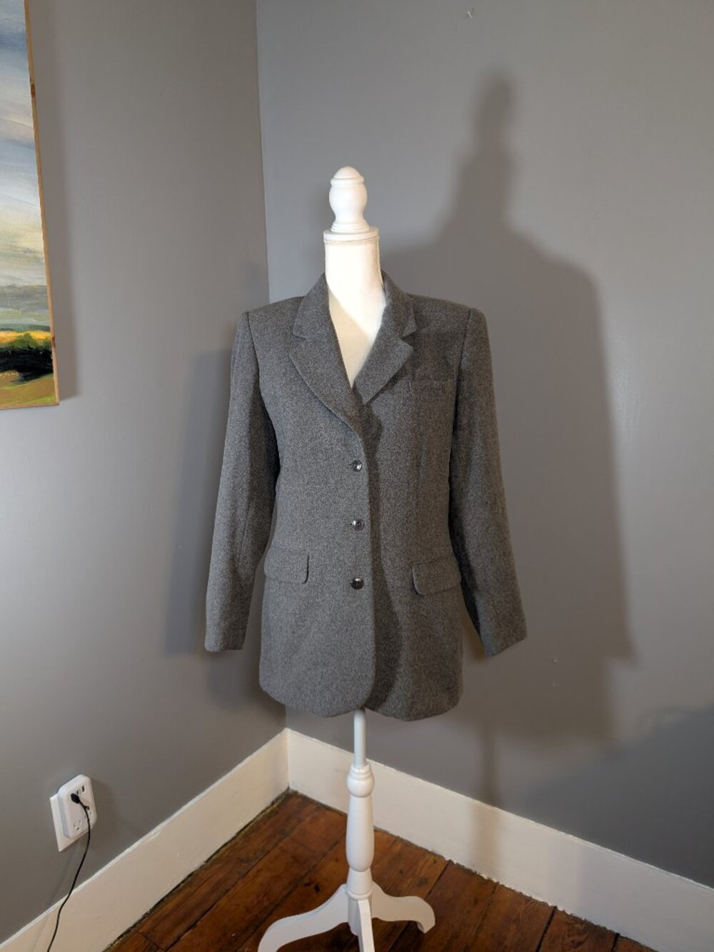 Charter Club Women's Grey Wool/Cashmere/Angora Blazer Jacket Size 6